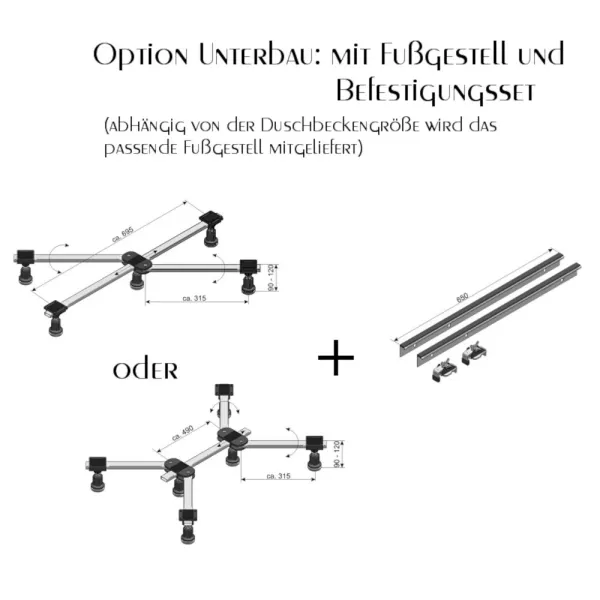 Option Fußgestell der Duschwanne Antis-E aus Acryl, superflach